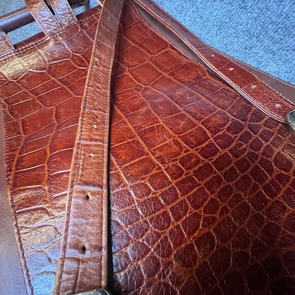 Crocodile Embossed Leather Backpack Womens Adjustable Straps Pocket Boho Casual - Picture 4 of 7